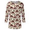 Women's Casual Christmas Printed Three-Quarter Sleeve Neck T-Shirt Tee Top