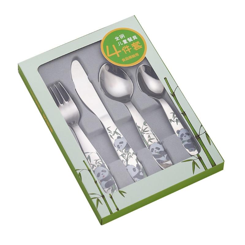 Children's 4pcs Stainless Steel Cutlery Set Animal Handle Kids Toddler Baby Children's 4pcs Stainless Steel Cutlery Set Animal Handle Kids Toddler Baby