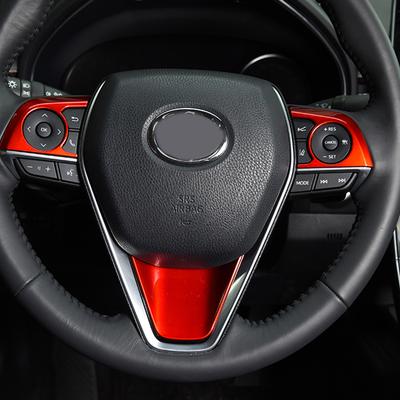 ABS Matte Carbon Fiber Style Red Color Car Accessories Steering Wheel Button Cover Trim Fit For Toyota Avalon XX50