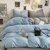Soft Washed Cotton Solid Color Bedding Set 4-Piece Modern Minimalist Dormitory Sheet With Fitted