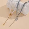 Advanced Temperament Long Heart Shaped Necklace Beaded Collarbone Chain Y Shaped Tassel Sweater Chain Pendant