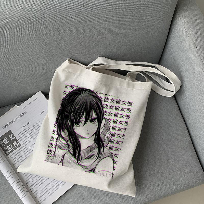 Japanese Y2K Anime Canvas Bag Casual Harajuku Shopper Bag Punk Kawaii Women Bag New Large-capacity Ulzzang Women Shoulder Bags