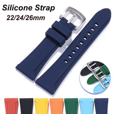 22mm 24mm 26mm Premium Grade Rubber Watch Strap Watchbands for Panerai Sport Waterproof Breathable Wristband for Men Women