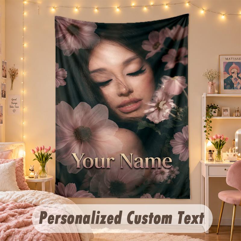 Benutzerdefinierte Personalisierte Wandteppich, Ariana Grande Druck Benutzerdefinierter Name Text Wandkunst Hängend für Schlafzimmer