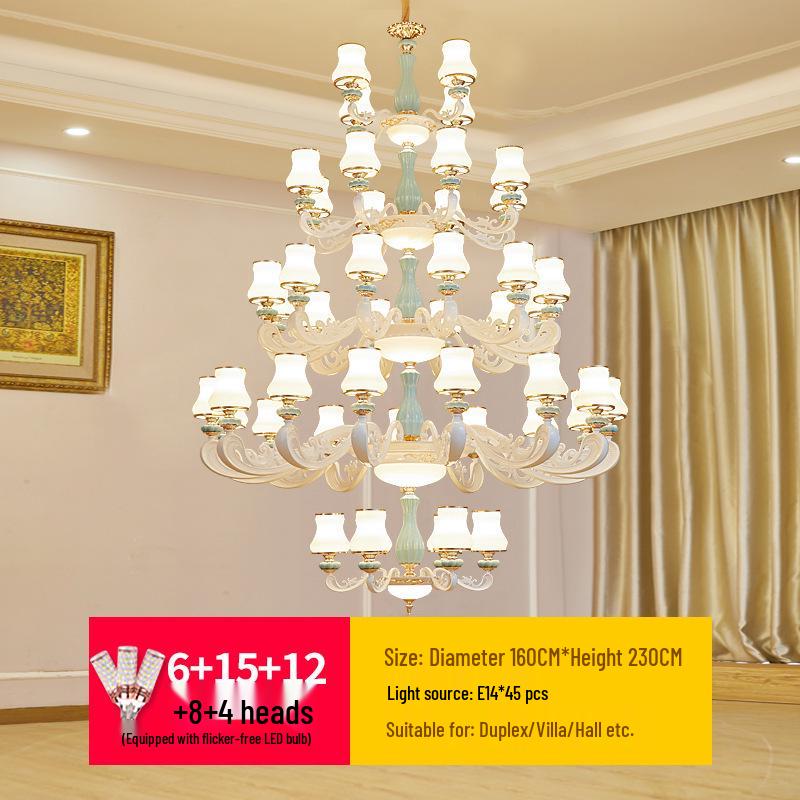 Modern European Ceramic Chandelier for Living Room, Restaurant, or Bedroom in Villa