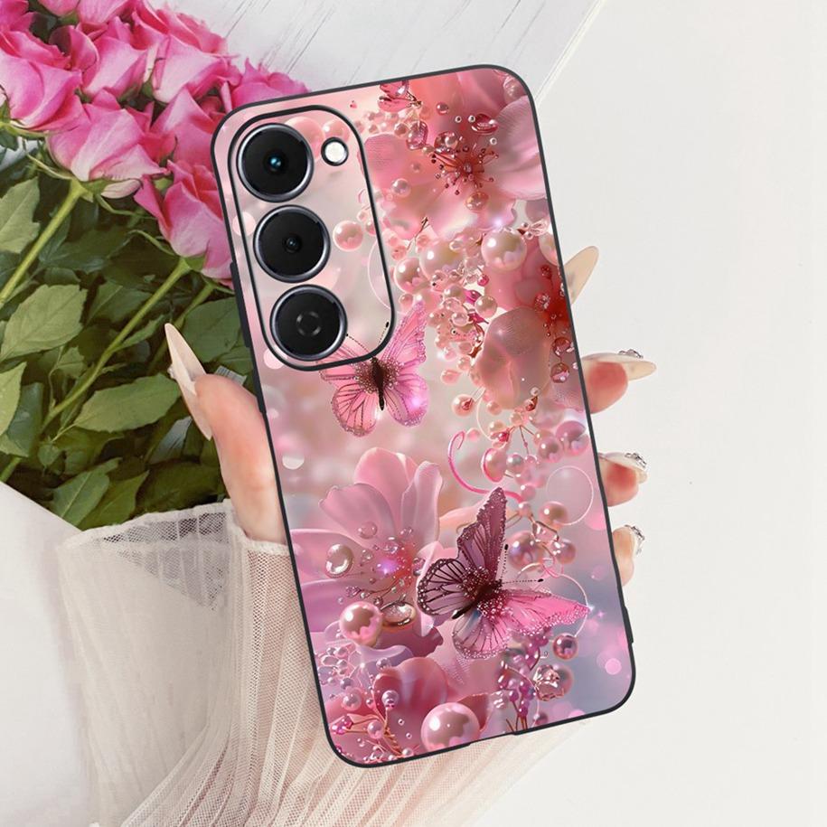 Case For Tecno Spark 40 Pro 40Pro+ 4G Cover Fashion Flower Phone Case Slim Black Silicone Soft Cover For Tecno Spark40 40C Shell