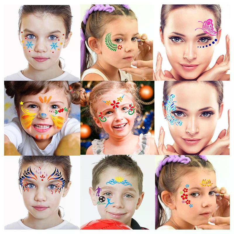 Stencil per Pittura Facciale Professionali Stencil per Pittura Body Art Riutilizzabili Per Adulti Bambini Modelli Facili da Usare Per Feste Strumenti per Trucco