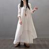 Women Fashion Autumn Casual Rayon Linen Long Sleeve Maxi Dress Kaftan