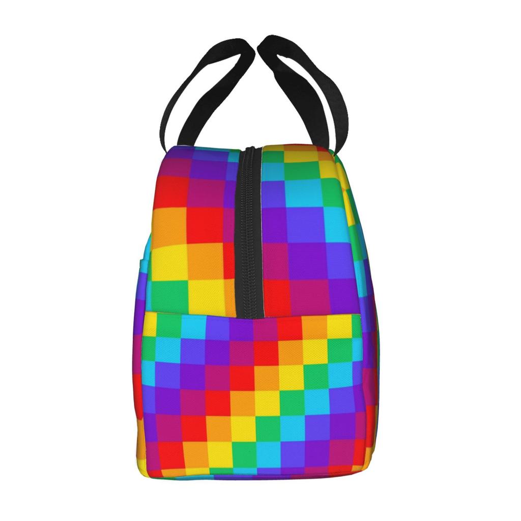 Color Race Checkered Flag Pattern Insulated Lunch Box Leak-proof Thermal Cooler Lunch Bag for Men Women Kids Work Trip Picnic