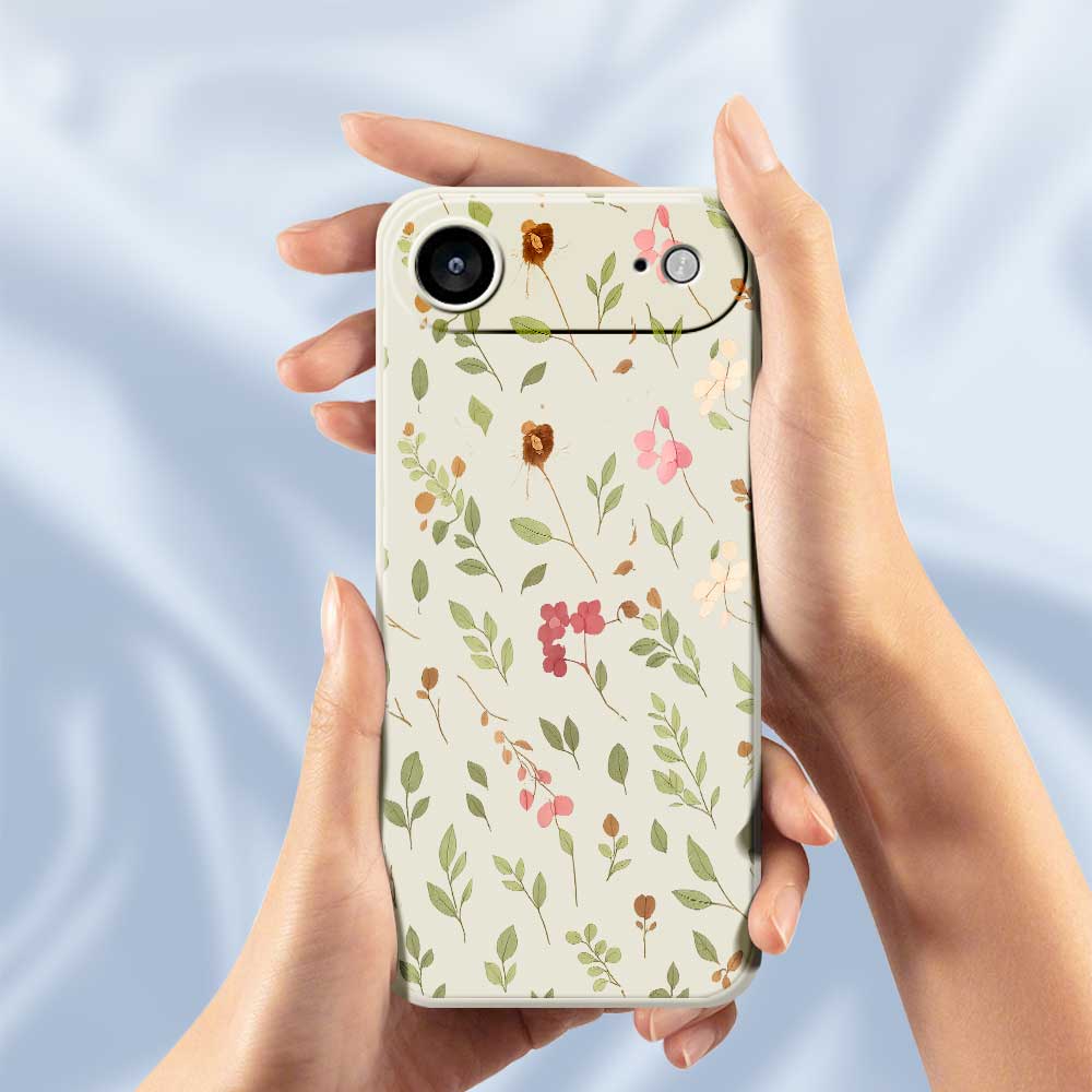 For iPhone 17 Air Case Small Flower Leaves Pattern Printing Straight Edge TPU Phone Back Cover