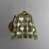 2024 Autumn/Winter Heart Jacquard Plus Size Loose Knit Pullover Sweater for Women