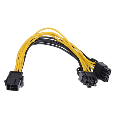 Conector hembra de 6 pines a conector doble de 8 pines (6 pines 2 pines) Cable de alimentación PCI-E para tarjeta gráfica macho de 2 puertos y 6 pines
