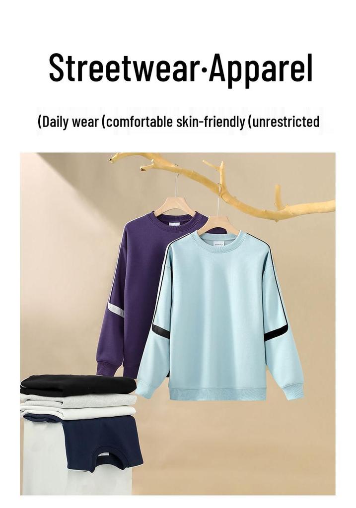 Early Autumn Trendy 380g Cotton Color Block Round Neck Oversized Hoodie for Women & Couples