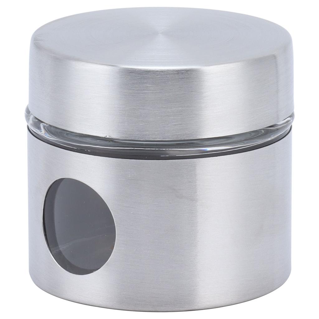 Coffee Bean Container Iron Glass Mini Sealed Jar Kitchen Storage Tank for Beans TeaSilver