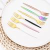 1PCS Stainless Steel Cutlery Rainbow Cake Fruit Fork Dinner Salad Fork Tableware Dessert Fork For Hotel Party Kitchen Tool