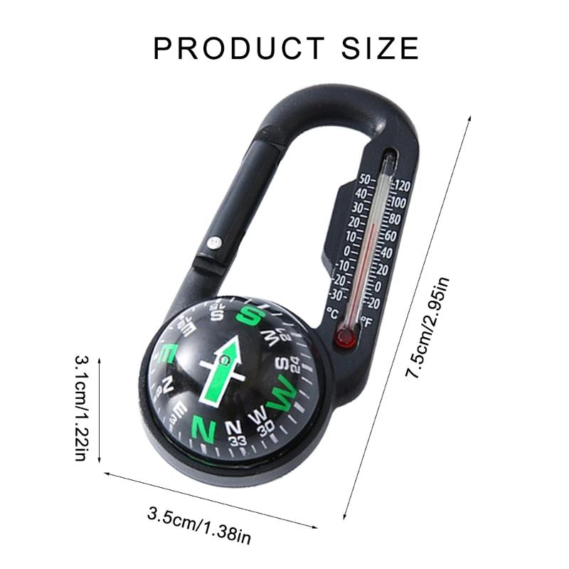 Multifunctional Carabiner with Compasses & Thermometers Snap Hook Keychain Outdoor Climbing Survival Tool Easy to Use