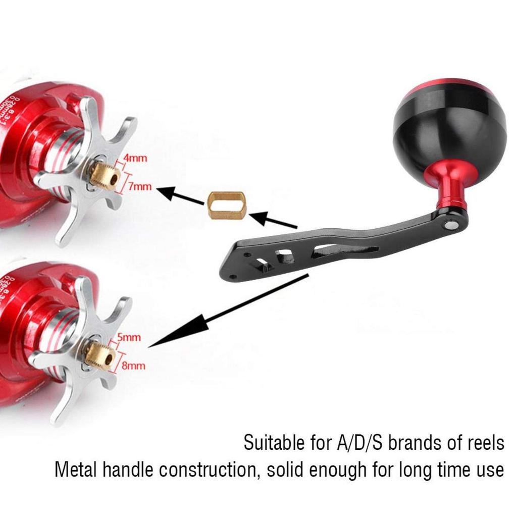 Reel handle knob, reel handle, metal 4*7mm metal frame, replacement part with fittings A/D / (38mm black and blue Leiqiang single rocker arm)