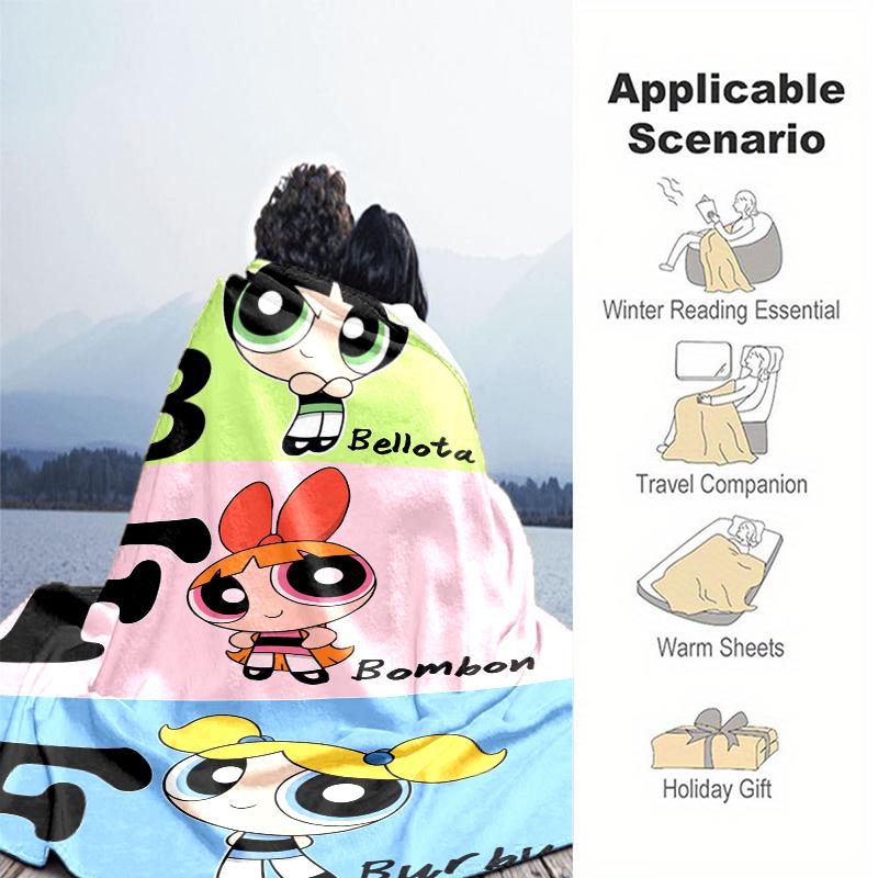 1PC The Powerpuff Girls printed blanket, all season lightweight home office outdoor nap multifunctional blanket A2