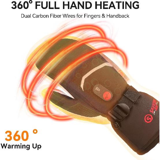 SAVIOR HEAT Guanti Riscaldati per Uomo Donna, Guanti da Sci Elettrici Ricaricabili