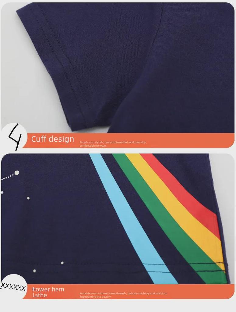 2023 Summer Boys' Cartoon Round Neck Short Sleeve T-shirt - European & American Style