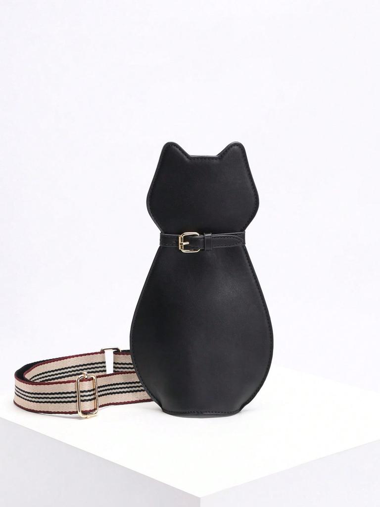 Bolso Bandolera con Forma de Gato de Material PU con Neceser para Uso Diario