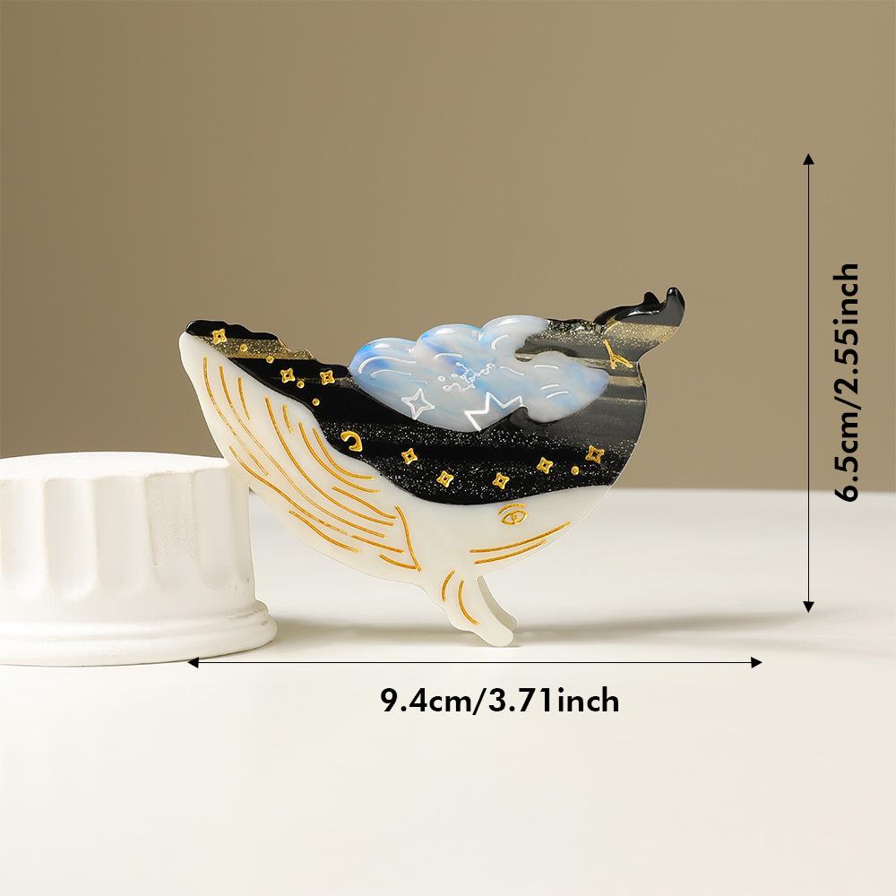 

Светящаяся заколка для волос «Кит в облаках»: Заколка-краб с кисточкой из ацетата ручной работы Acetate