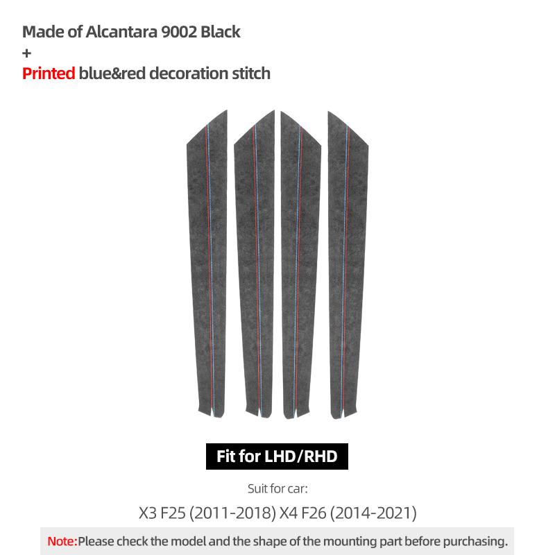 Betterhumz for BMW X3 F25 X4 F26 2011- Car Interior Door Panel Strips 4PCS Performance Sticker Made of Alcantara Accessories