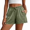Women's Fashionable Color Drawstring Elastic Waist Pocket Casual Loose Shorts