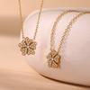 18K Gold Plated Stainless Steel Double Layered Heart Flower Necklace Bracelet Jewelry Set for Women Waterproof Tarnish Free