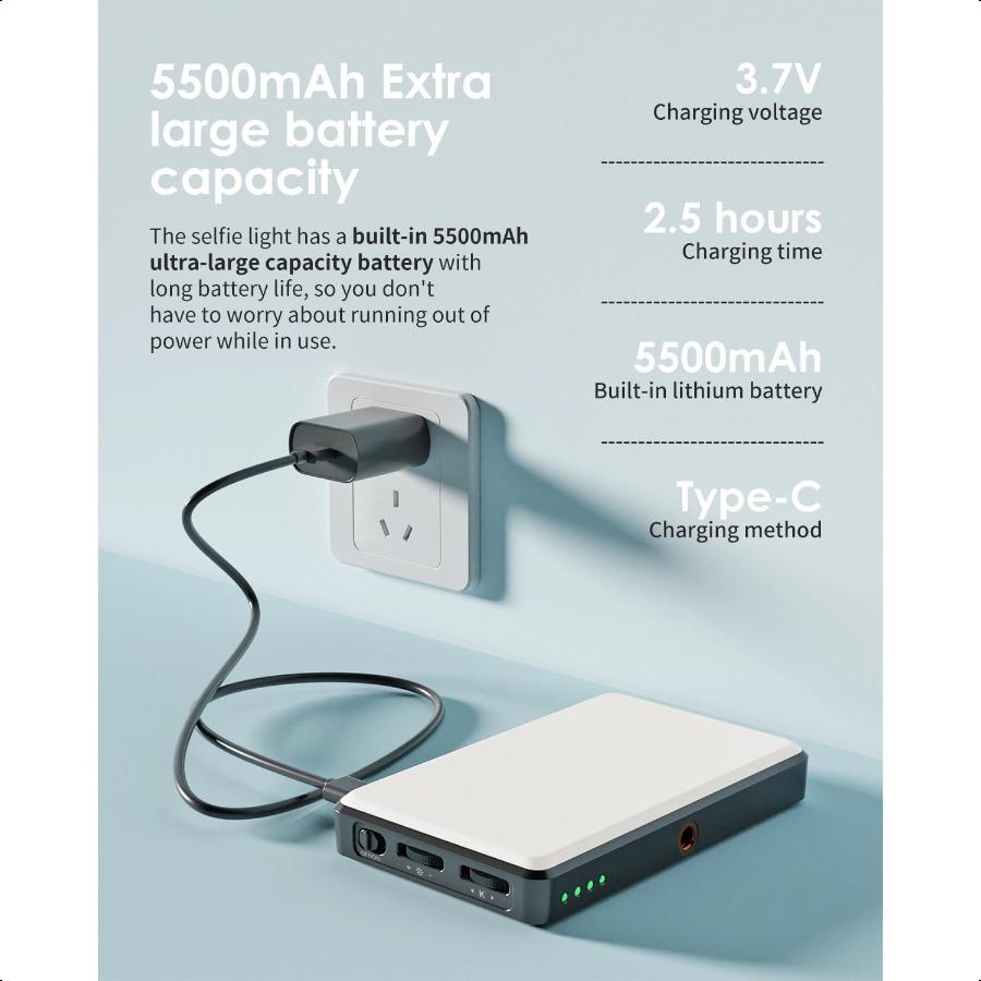 

150 светодиодов Светодиодная подсветка для телефона Подсветка для селфи для iPhone Телефон iPad Камера 5500 мАч Перезаряжаемые Портативные Огни 3 Режима Регулировки Освещения United States