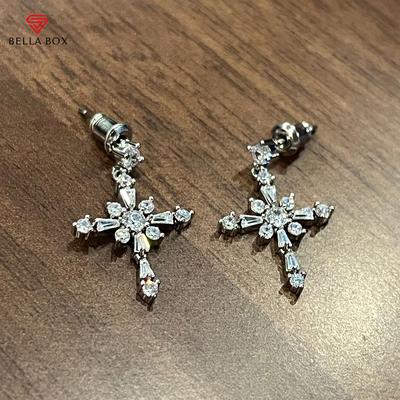 Zircon Cross Dangle Earrings For Women Fashion Ear Accessories Wedding Party Daily Wear Versatile Luxury Jewelry