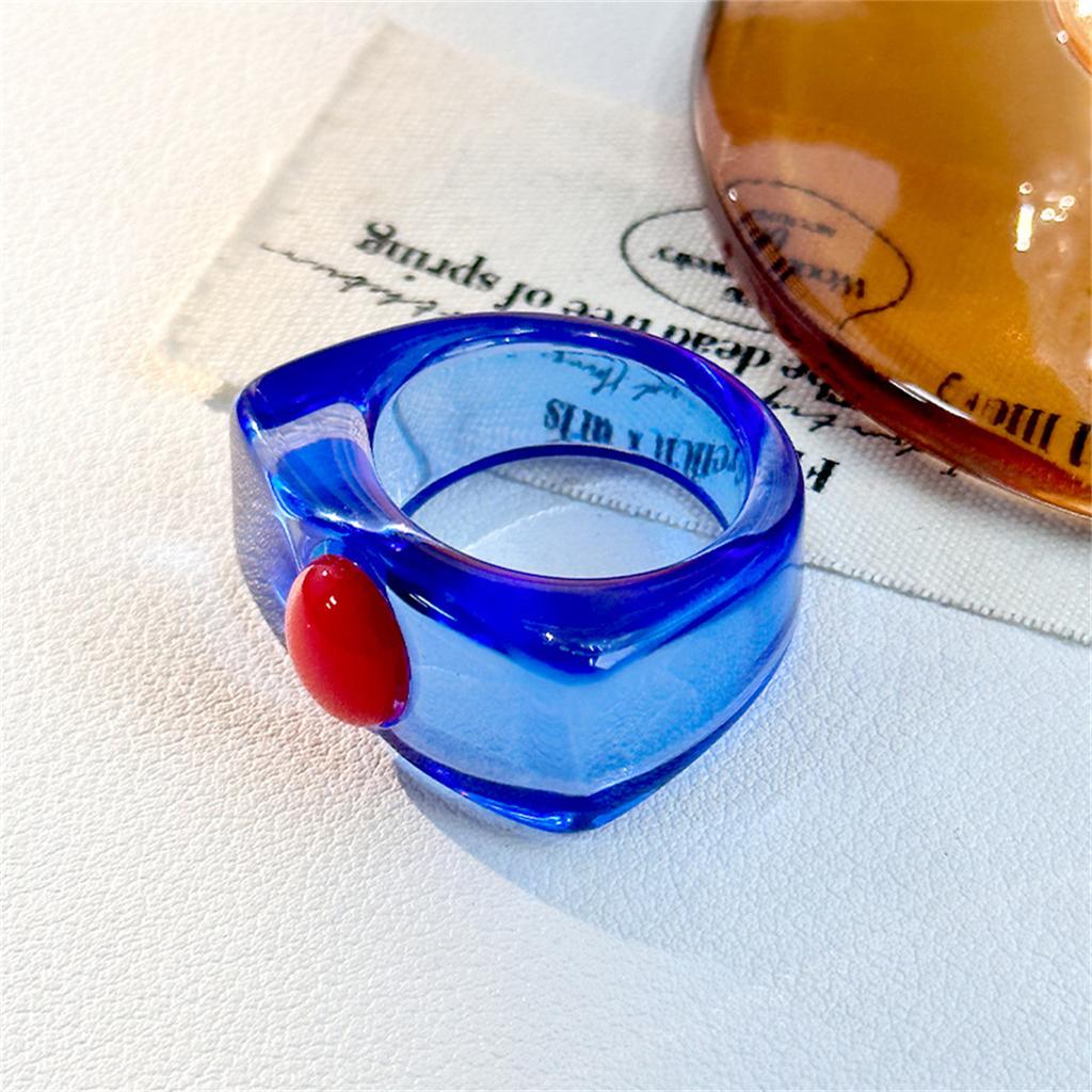 Fashion Simple Inlaid Colorful Y2k Resin Ring Women Sweet Cute Ins Birthday Party Hip Hop Commemorative Jewelry Rings Gift Women