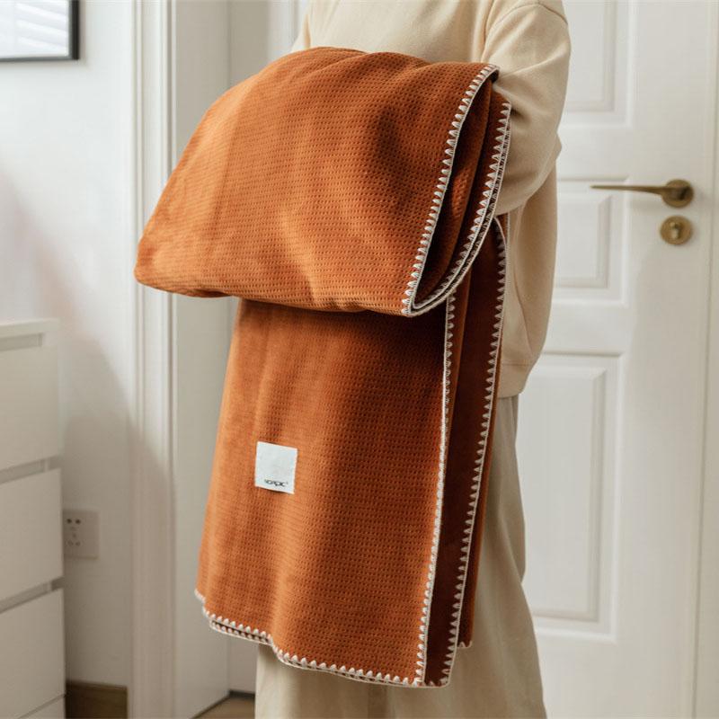 Waffle Plaid Blankets for Beds Winter Warm Flannel Double Layer Throw Blankets Milk Fleece Sofa Cover Queen King Bed Bedspread