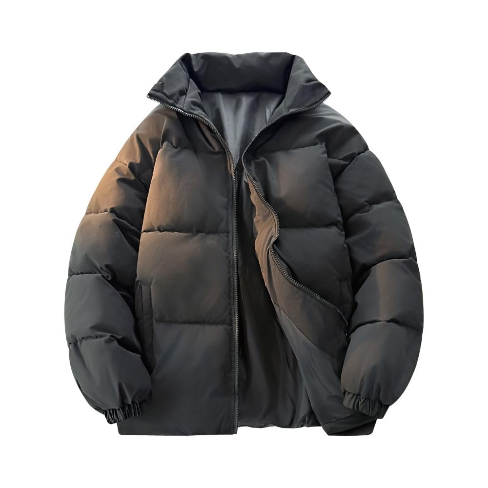 Aaronlive Men's Winter Cotton Clothing, Loose Fit, Windproof and Cold-Proof, Fashionable, Casual, Commuter Wear, Dark Gray, Size L