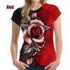 Harajuku Street Fashion Women's Short Sleeve 3D Flower Printed Rose T-shirt Clothing