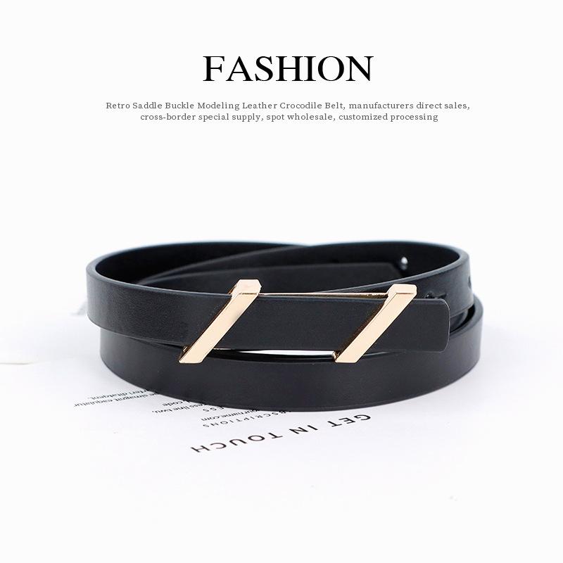 New Women's Skinny Belt - Korean Style, Artsy Leather Belt, Business-grade Top Grain Cowhide Belt