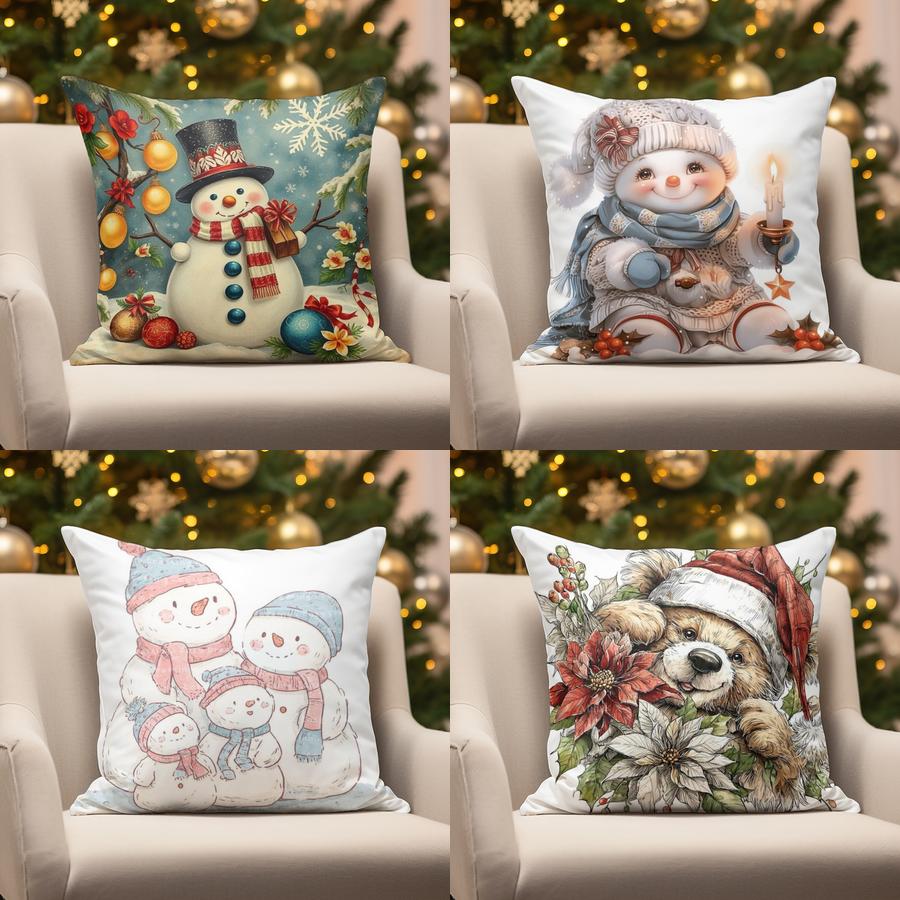 Weihnachtsmann- & Bärenkissen zur Heimdekoration, geeignet für Sofa, Schlafzimmer, Autokissen, Kissenbezug, Kissen, rechteckiges Rückenkissen