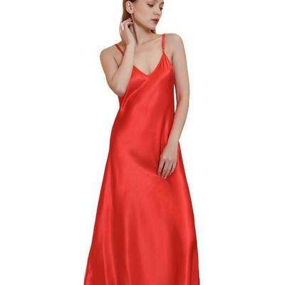 Factory Direct Supply Deep V Medium and Long Slim Sexy Big V-neck Sling, Soft and Smooth Twisted Satin Silk Nightdress
