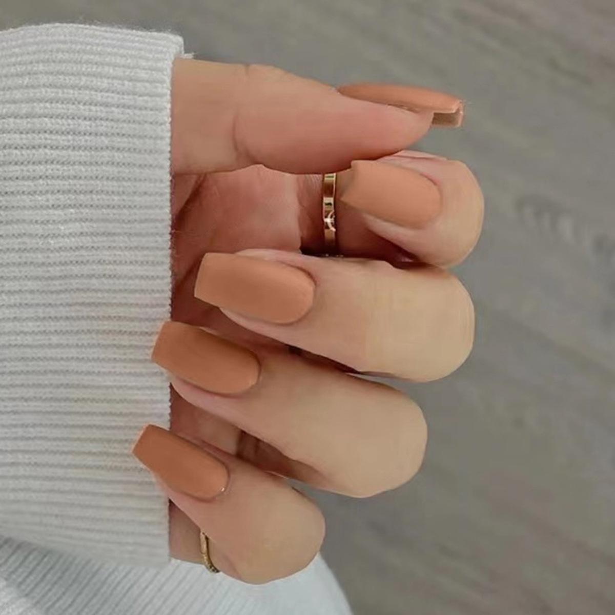 Однотонные ногти для ношения осенью и зимой, нюдовые, короткие, балетные, накладные, элемент нейл-арта