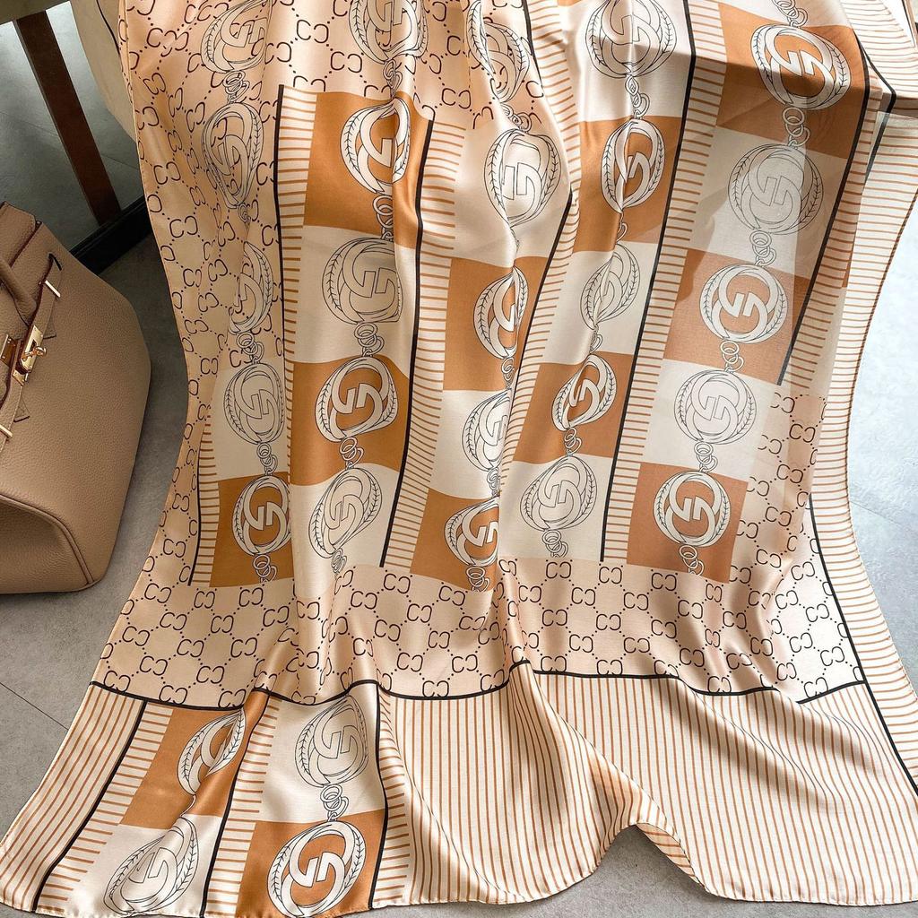 High-quality Luxurious Silk Scarves Headband Scarfs Neck Scarf For Women Chain Silk Scarf Women's Decorative Shawl