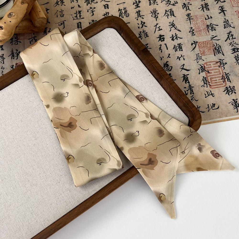 Hair Tie Ink Painting Silk Scarf Long Ancient Hair Band Ancient Style Long Silk Scarf  Headband