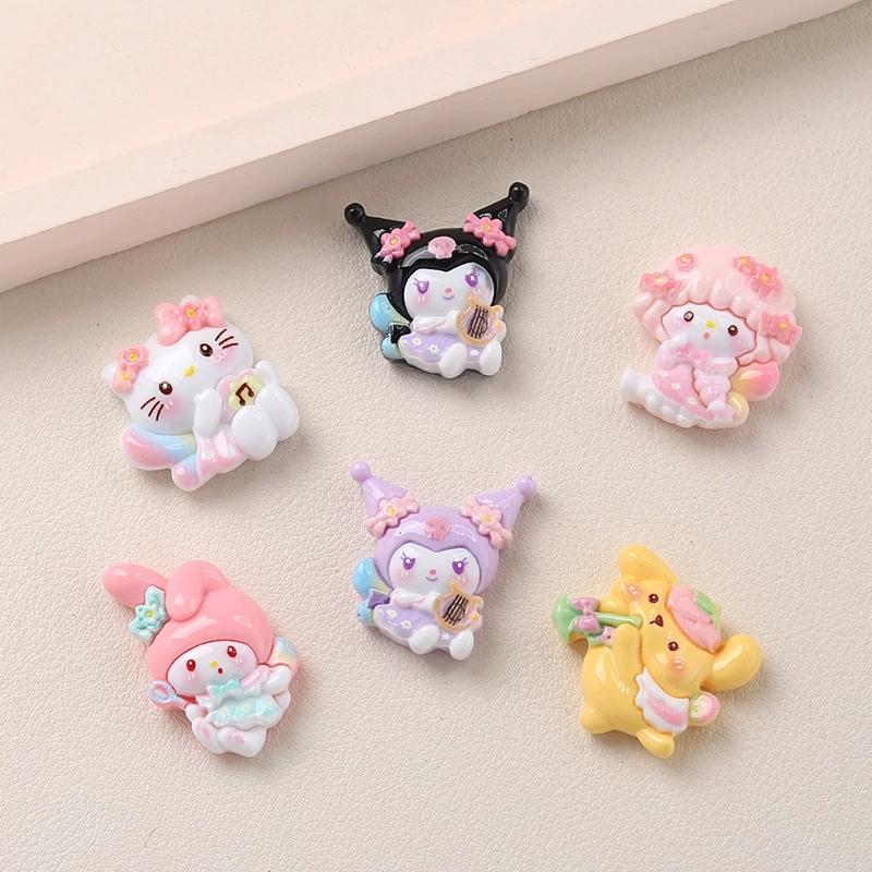 10 Pcs New Kawaii Cartoon Instrumental Animals Resin Flat Back Scrapbook Figurine Diy Bow Decor Accessories Crafts A56