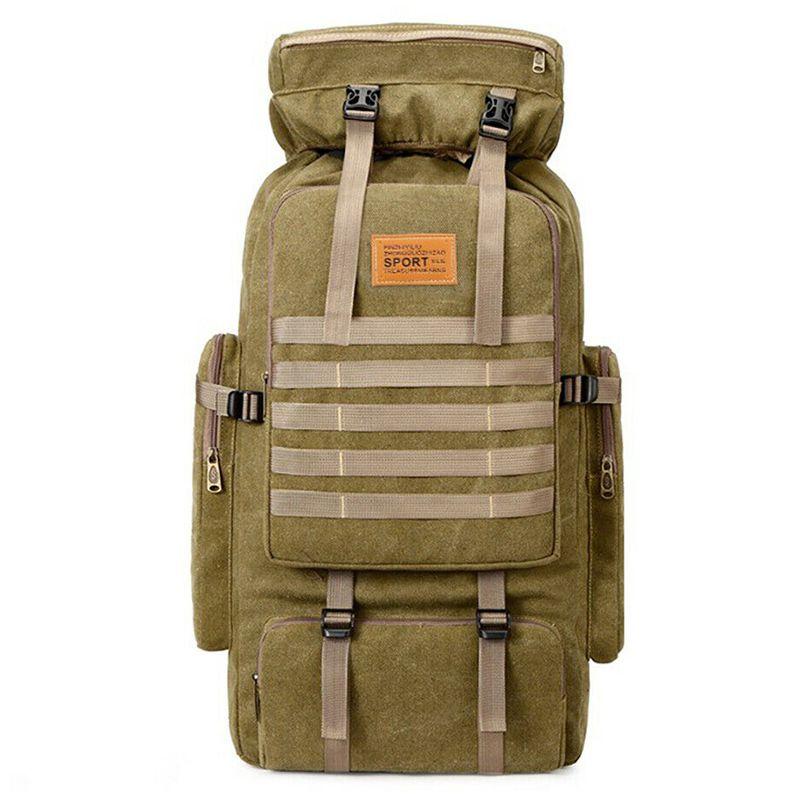 80l Tactical Canvas Backpack For Camping And Hiking With Scratchresistant Material And Multipocket Design