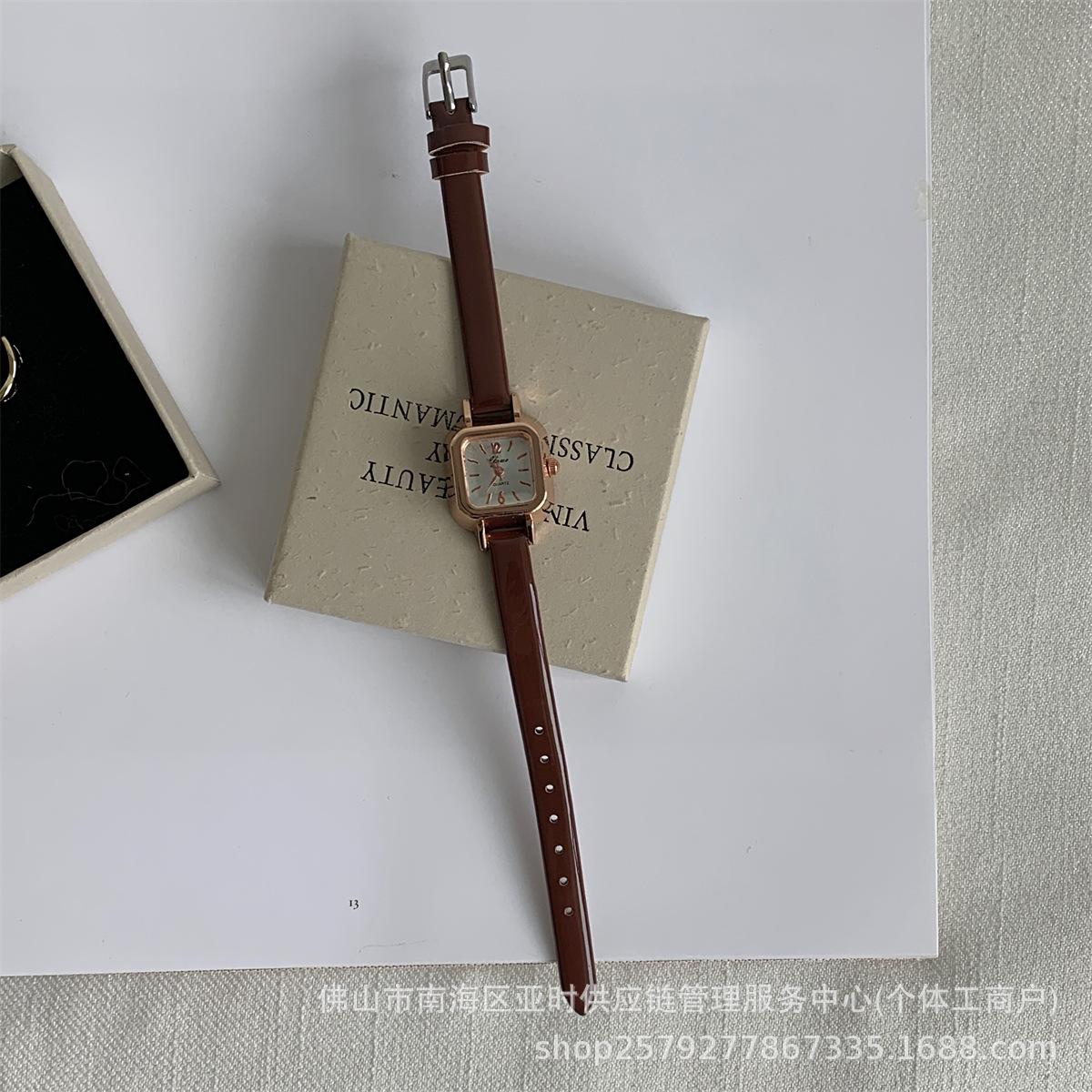 Square Milk Small Square Candy Watch Women S Retro Light Luxury Simple Temperament Leather Thin Belt Small Temperament Student Watch