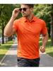 Summer New Arrival Men's Bright Orange Quick-Dry Solid Color Sports Polo Shirt, Outdoor Fitness Style for Men, Stretchy Breathable Moisture-Wicking