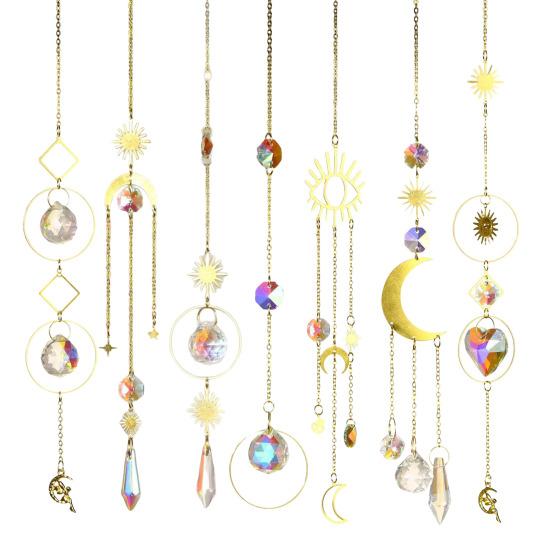 Yousheng Faux Crystal Sun Catchers Prismatic Wind Chimes Rainbow Prisms Hanging Ornaments for Home Balcony Garden Decor