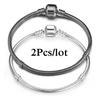2 Stück/Los Sonderangebot 3mm Silberfarbene Schlangenkette Charm-Armband Für Damen Herren Passend für DIY-Armbänder Schmuck Geschenk