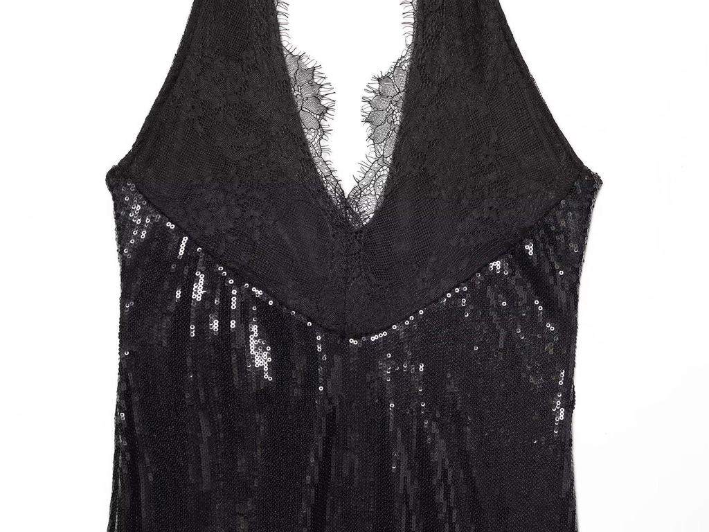 2025 Fashion Sequin Halter Neck Dress for Women - European and American Style