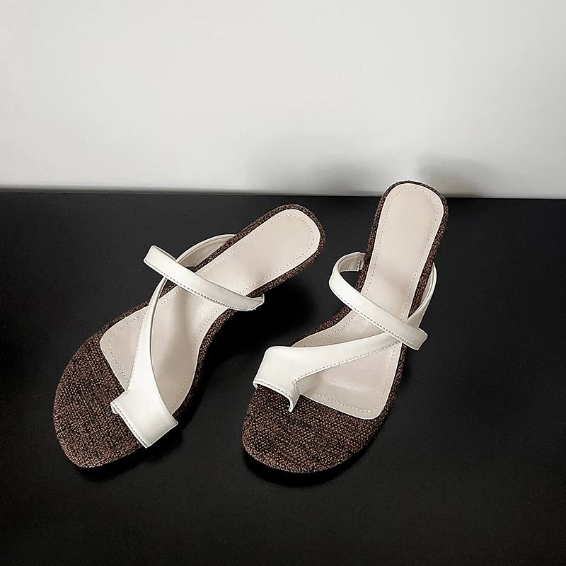 Krazing Pot Sheepskin Mules Summer Size 40 Flip Flops European Design Slip on Thin High Heels Women Peep Toe Sandals