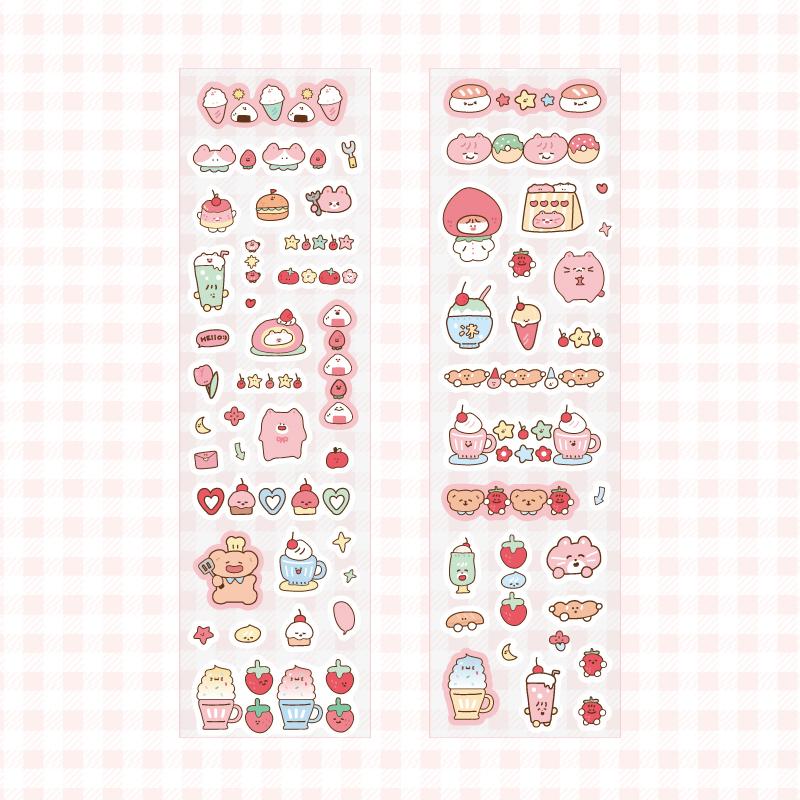Sticker Tape DIY Stickers Cute Fudge Series Cartoon Sticker Tape Manual Decorative Materials Stickers Journal Sticker Tape